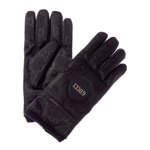 Off The Grid Cashmere-Lined Leather-Trim Ski Gloves, Black